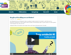 FragFINN.de: Trickfilm „Tony entdeckt KI" von den FINNreportern entdecken Seitenvorschau fragFINN.de